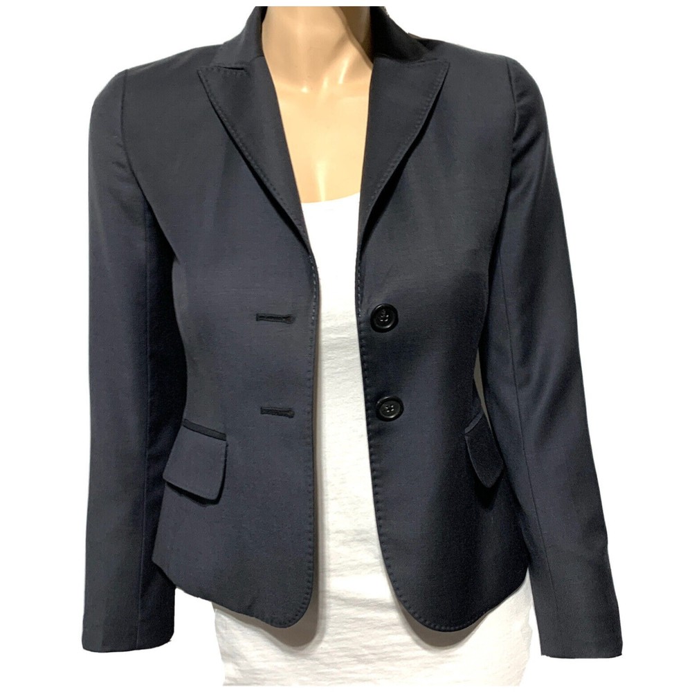 J Crew Super 120s Blazer Jacket Women’s Size 2P Dark Gray Charcoal 2 Button Wool